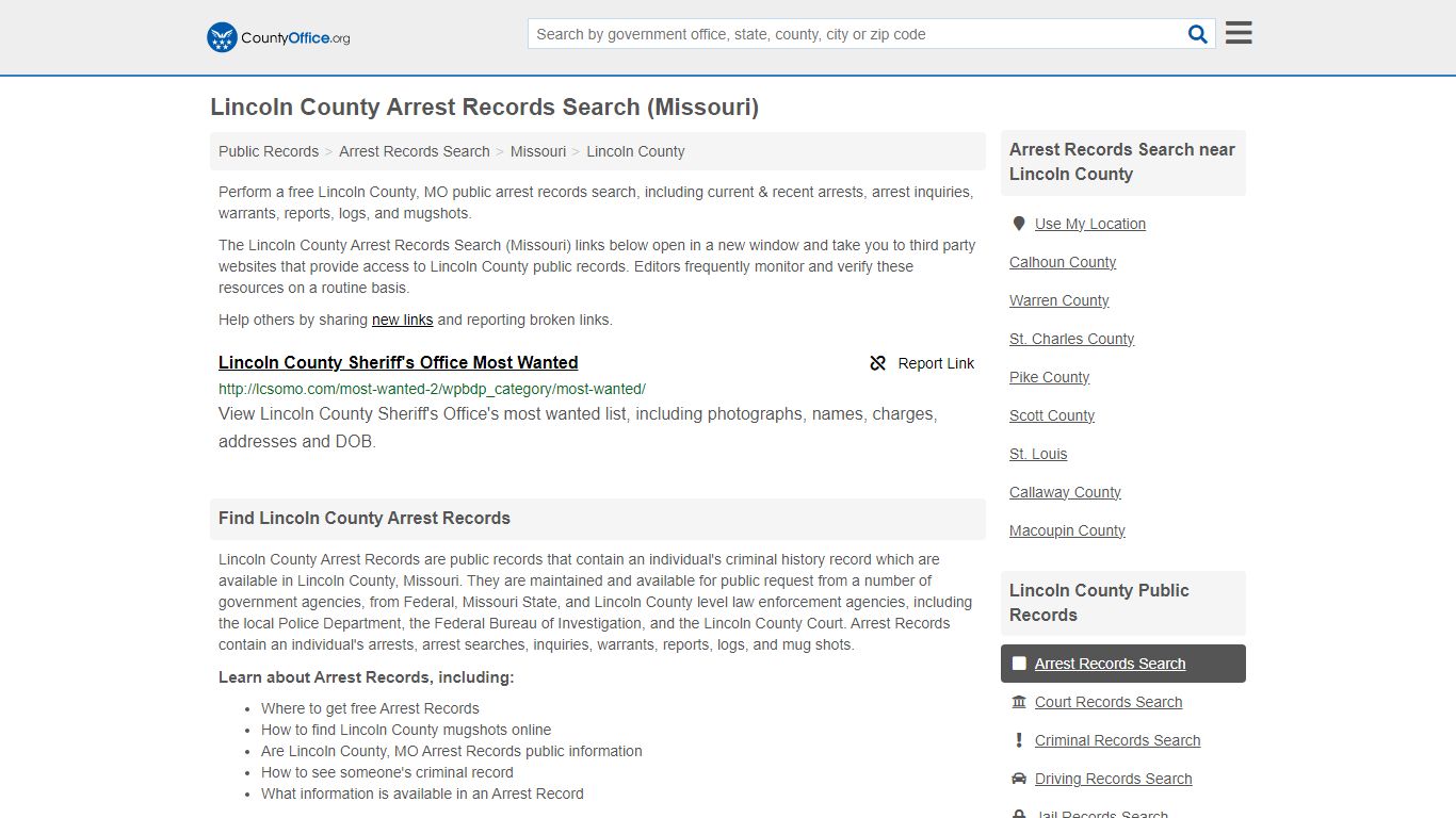 Arrest Records Search - Lincoln County, MO (Arrests & Mugshots)