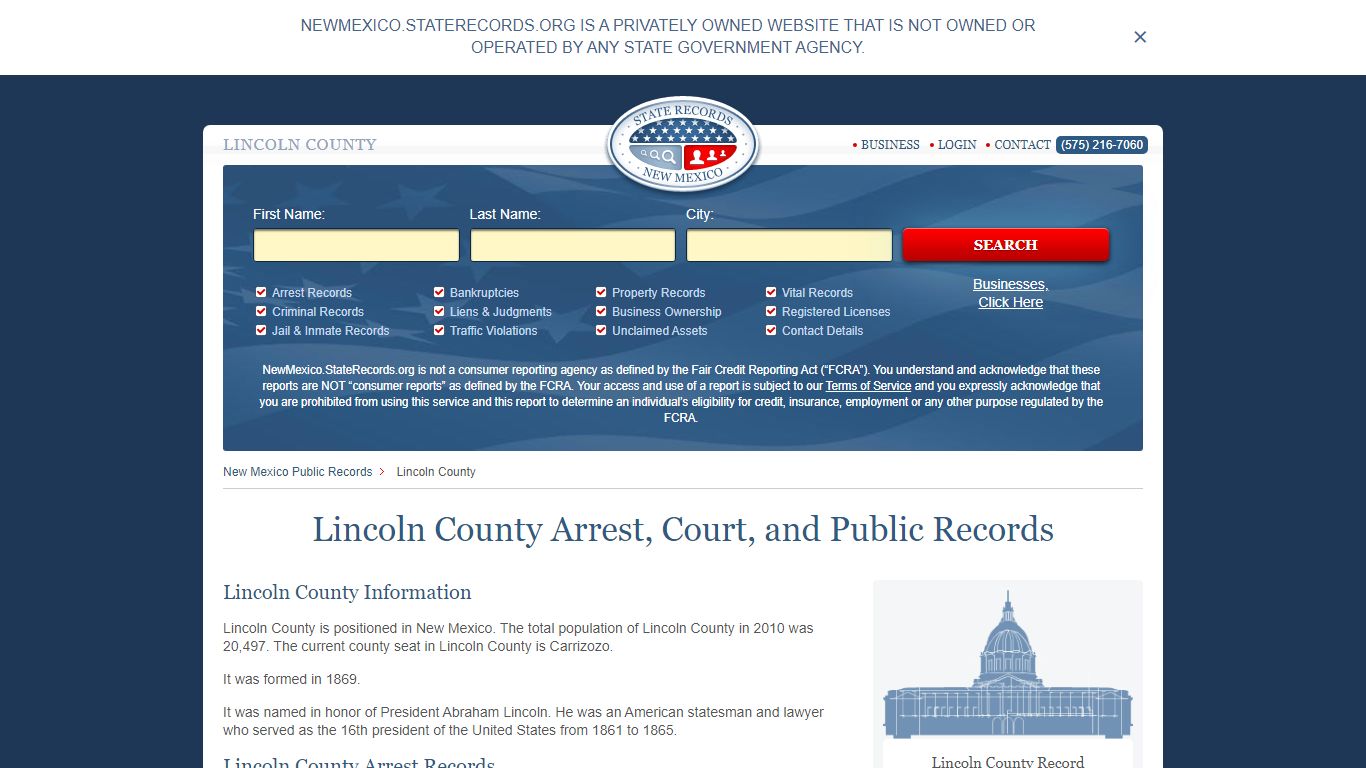 Lincoln County Arrest, Court, and Public Records